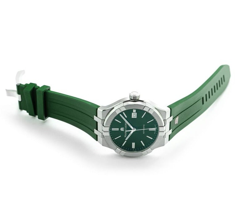  Shop Authentic Maurice Lacroix Aikon Chronograph Green Dial Green Rubber Strap Watch for Men - AI1808-SS000-630-5 - Luxxuri