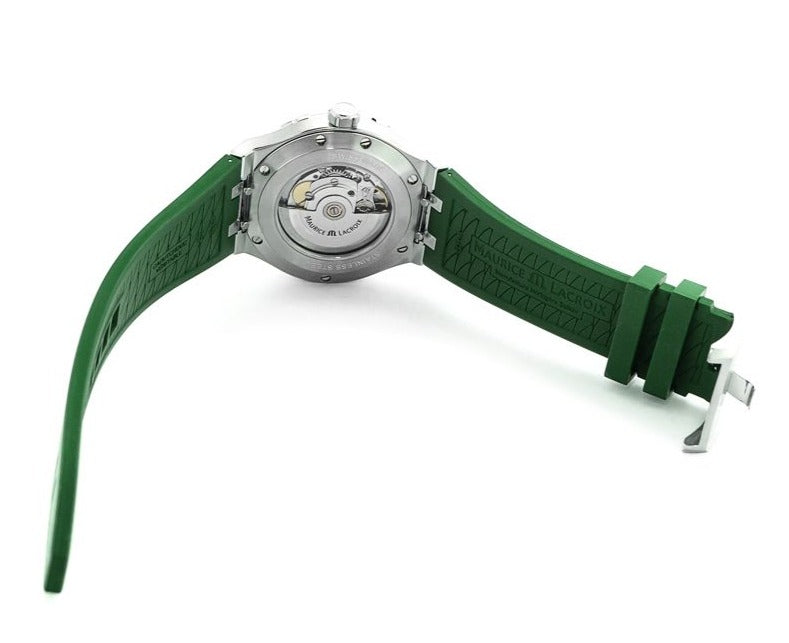  Shop Authentic Maurice Lacroix Aikon Chronograph Green Dial Green Rubber Strap Watch for Men - AI1808-SS000-630-5 - Luxxuri