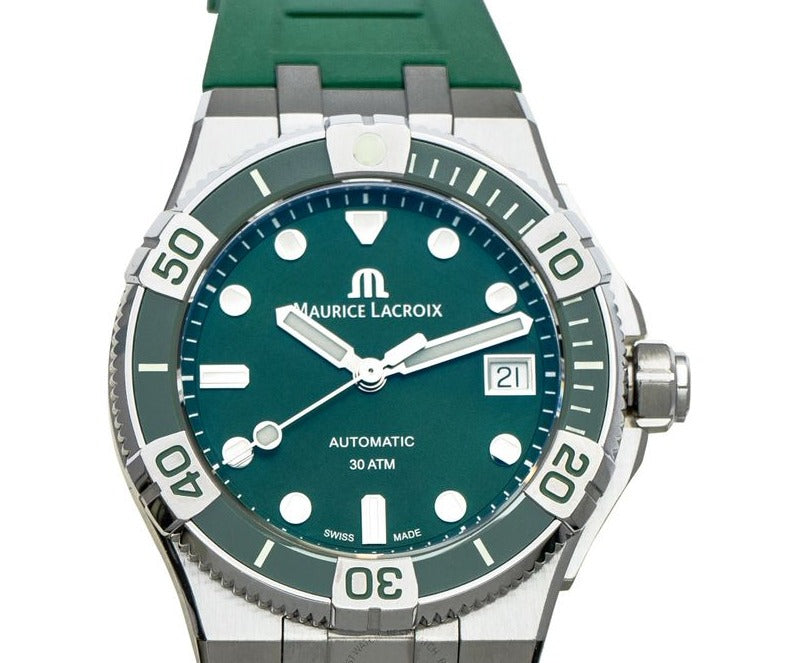  Shop Authentic Maurice Lacroix Aikon Venturer Green Dial Green Rubber Strap Watch for Men - AI6057-SSL50-630-5 - Luxxuri