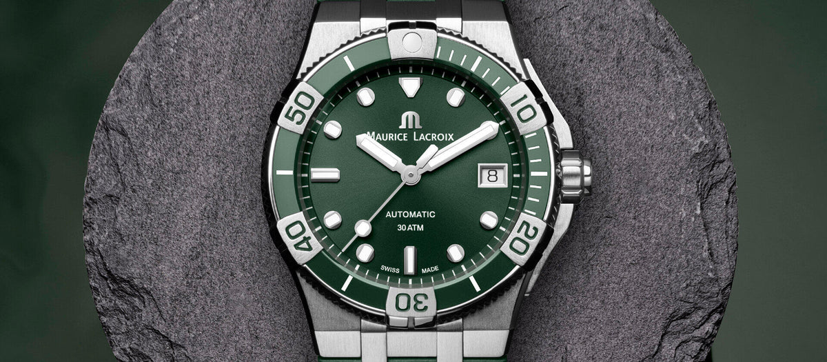  Shop Authentic Maurice Lacroix Aikon Venturer Green Dial Green Rubber Strap Watch for Men - AI6057-SSL50-630-5 - Luxxuri