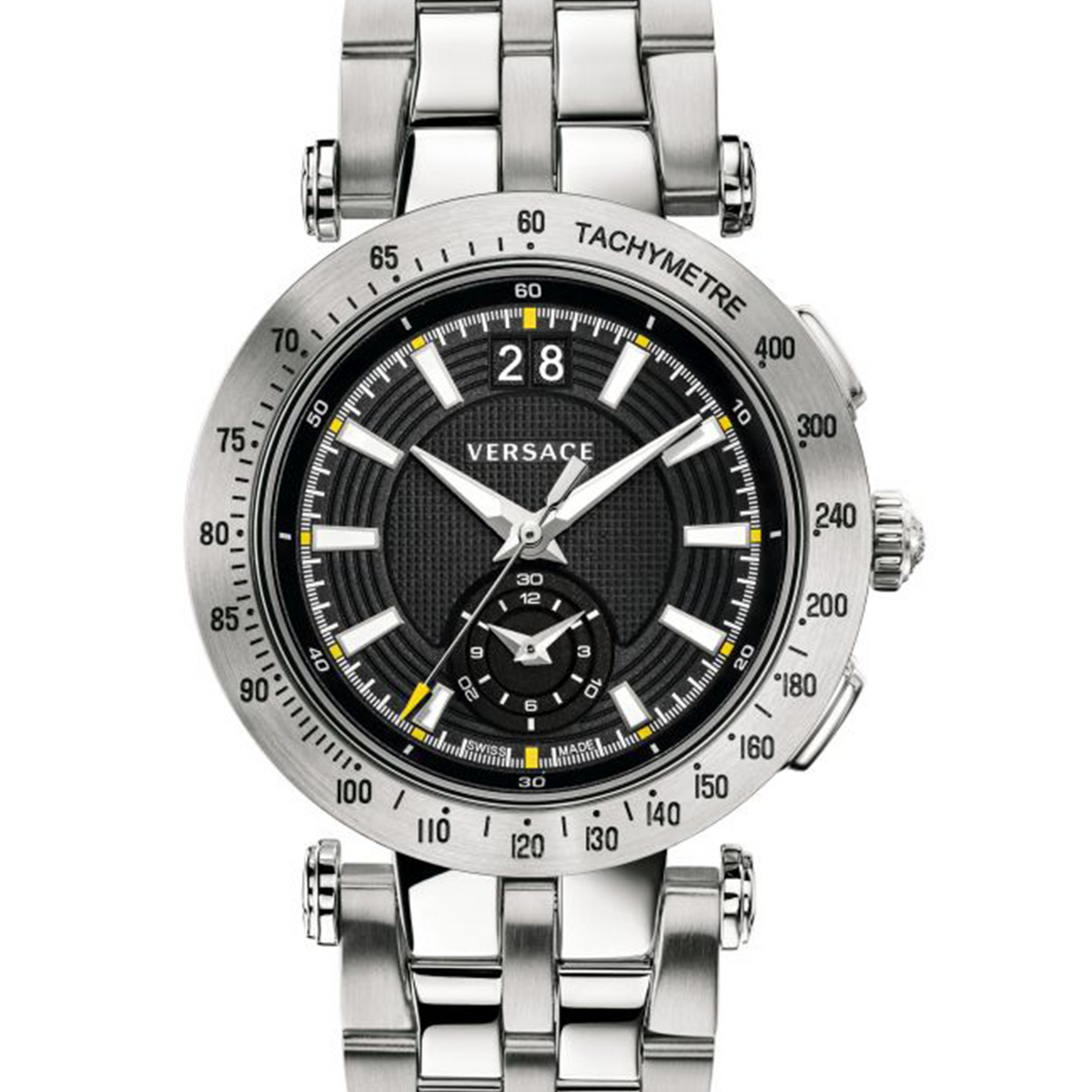  Shop Authentic Versace V-Race Sport Black Dial Silver Steel Strap Watch for Men - VAH010016 - Luxxuri