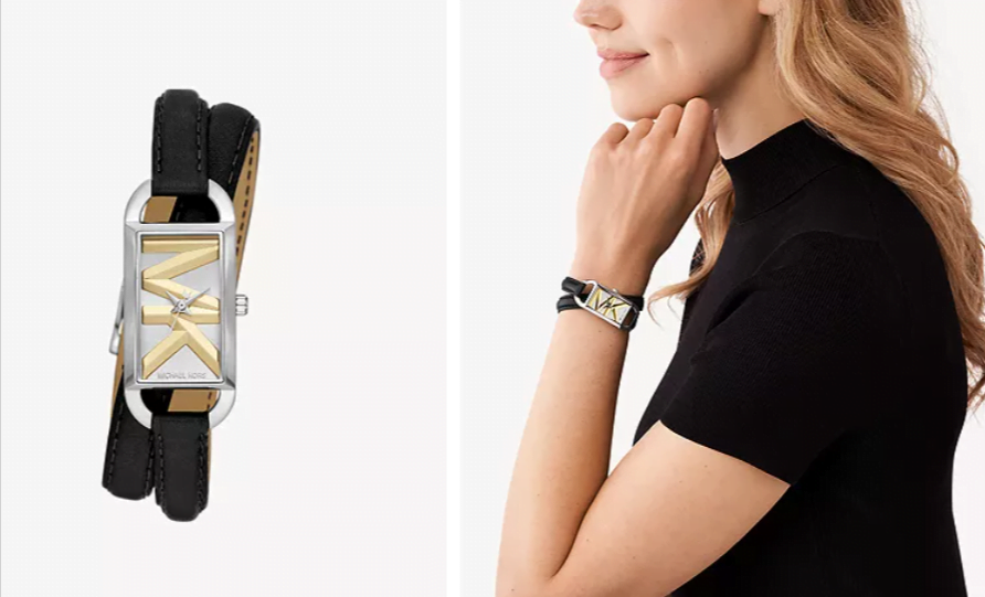  Shop Authentic Michael Kors Empire Three-Hand Silver Dial Black Leather Strap Watch For Women - MK4722 - Luxxuri