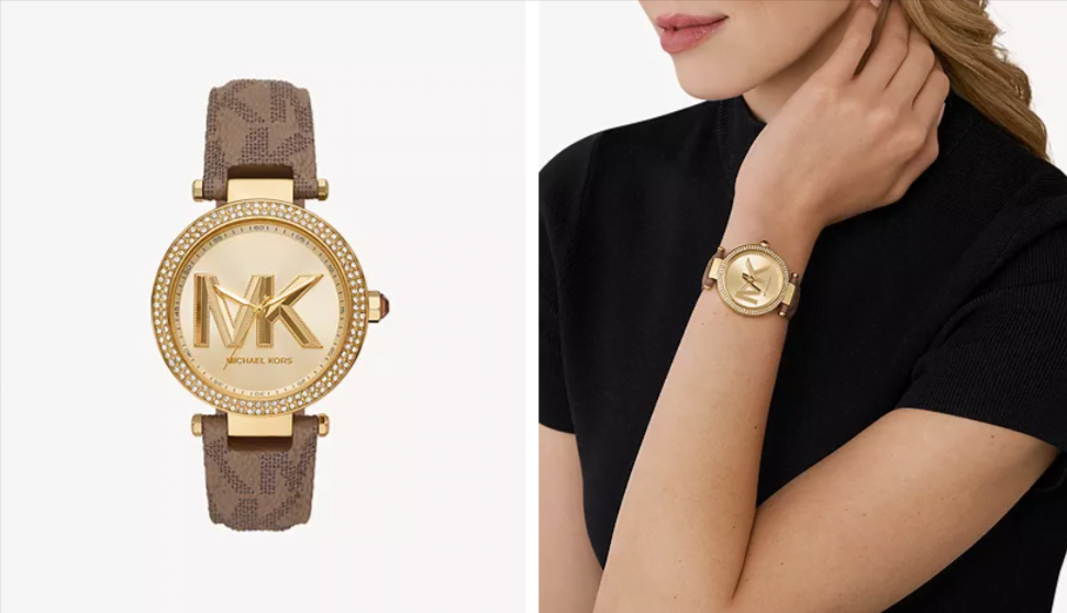  Shop Authentic Michael Kors Parker Three Hand Gold Dial Brown Leather Strap Watch For Women - MK2973 - Luxxuri