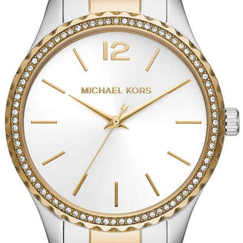  Shop Authentic Michael Kors Layton Quartz Silver Dial Two Tone Steel Strap Watch For Women - MK6899 - Luxxuri