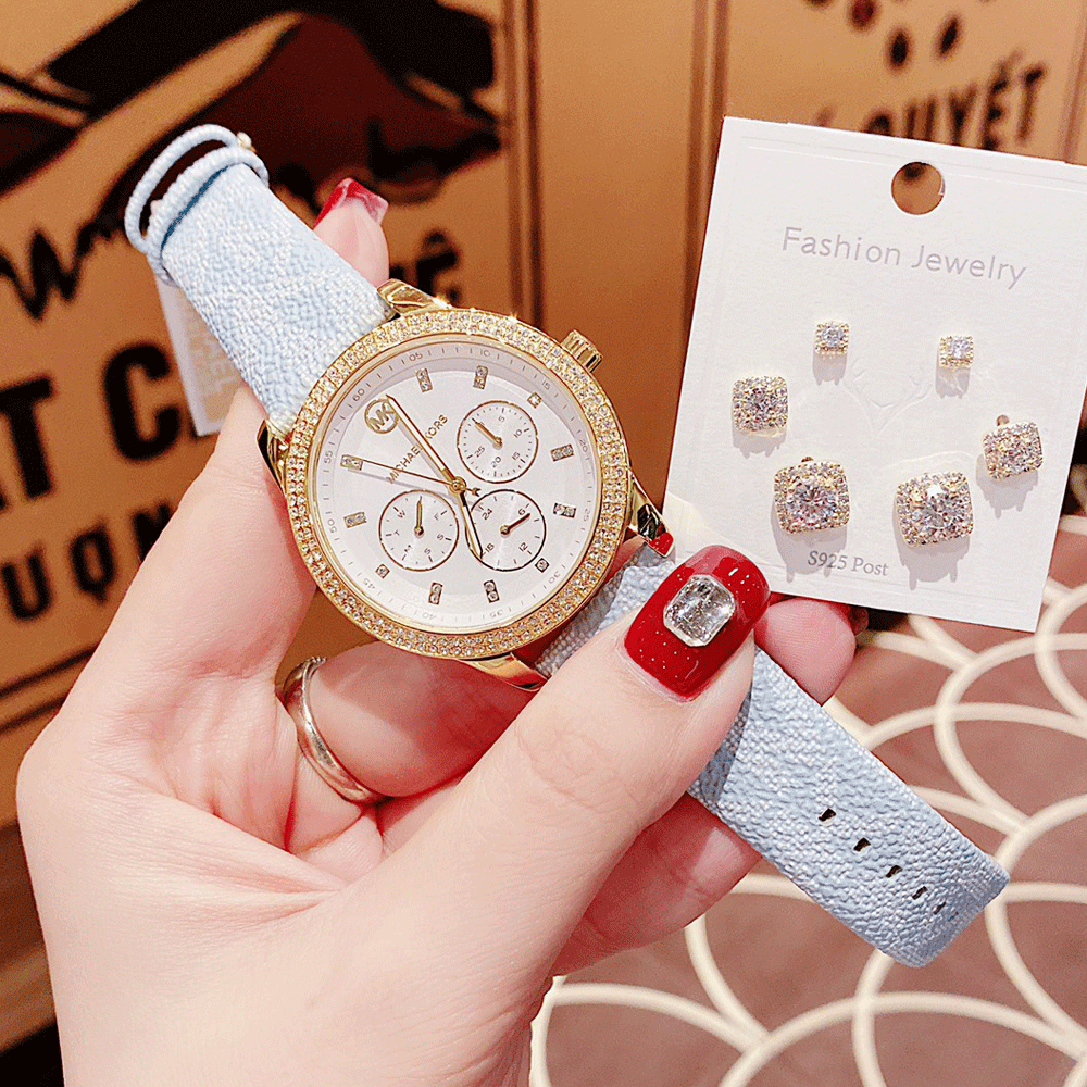  Shop Authentic Michael Kors Tibby Multifunction White Dial Blue Leather Strap Watch For Women - MK2965 - Luxxuri