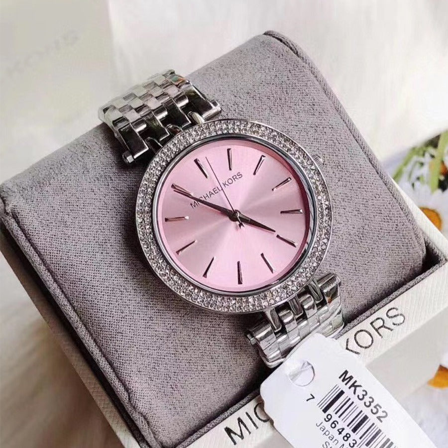  Shop Authentic Michael Kors Darci Crystal Pink Dial Silver Stainless Steel Strap Watch for Women - MK3352 - Luxxuri