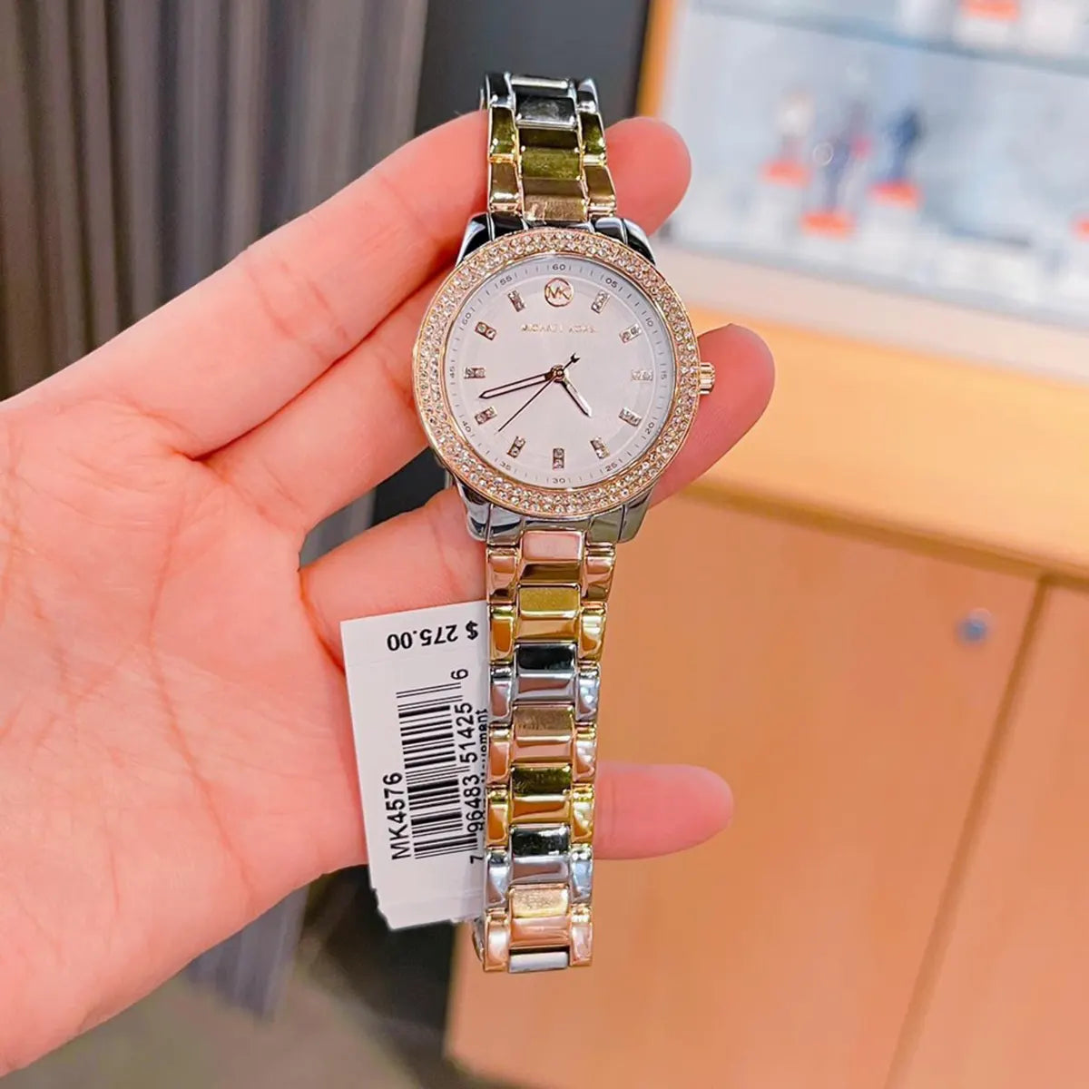  Shop Authentic Michael Kors Tibby Three Hand Crystals Silver Dial Two Tone Steel Strap Watch for Women - MK4576 - Luxxuri