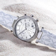  Shop Authentic Michael Kors Parker Chronograph White Dial White Leather Strap Watch For Women - MK7226 - Luxxuri