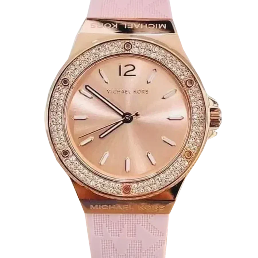  Shop Authentic Michael Kors Mini Lennox Three-Hand Rose Gold Dial Pink Silicone Strap Watch For Women - MK7282 - Luxxuri