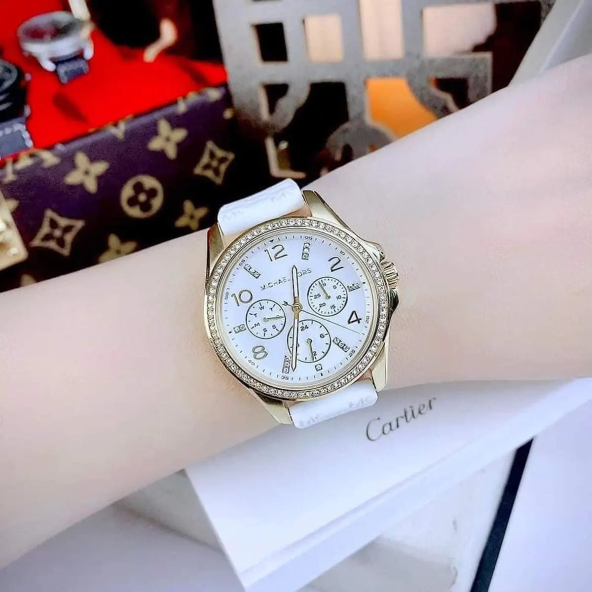  Shop Authentic Michael Kors Mini Pilot Quartz Silver Dial White Silicone Strap Watch For Women - MK7372 - Luxxuri