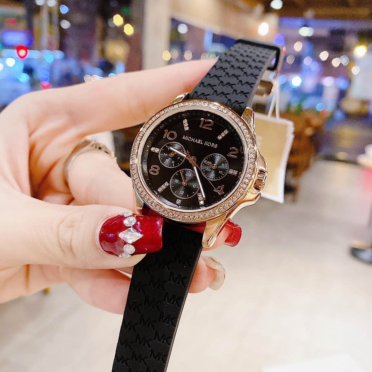  Shop Authentic Michael Kors Mini Pilot Black Dial Black Silicone Strap Watch For Women - MK7373 - Luxxuri