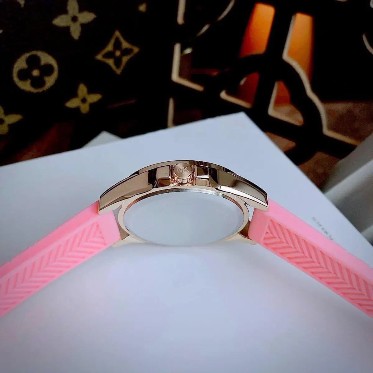  Shop Authentic Michael Kors Mini Pilot Quartz Rose Gold Dial Pink Silicone Strap Watch For Women - MK7375 - Luxxuri