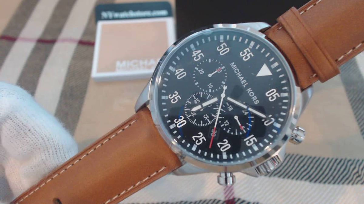  Shop Authentic Michael Kors Gage Chronograph Blue Dial Brown Leather Strap Watch For Men - MK8362 - Luxxuri