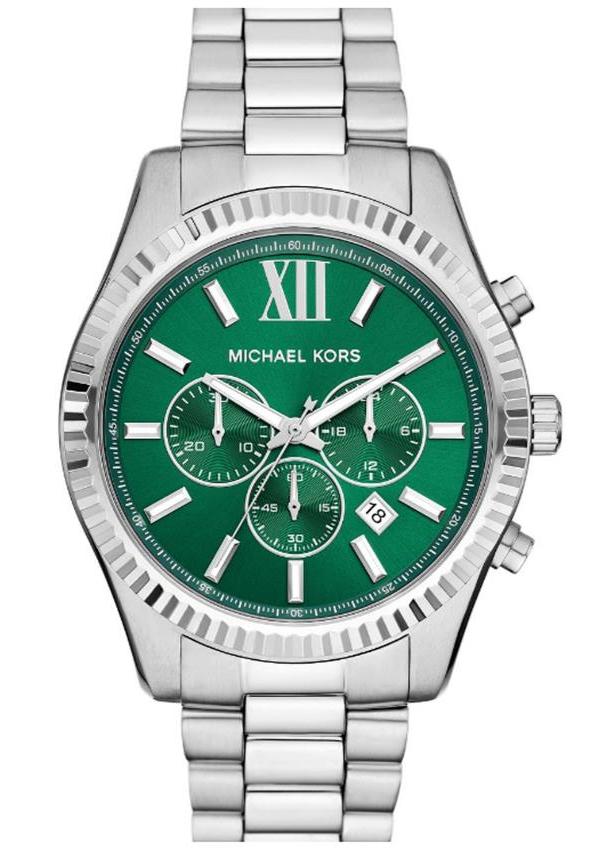  Shop Authentic Michael Kors Lexington Chronograph Green Dial Silver Steel Strap Watch for Women - MK9152 - Luxxuri