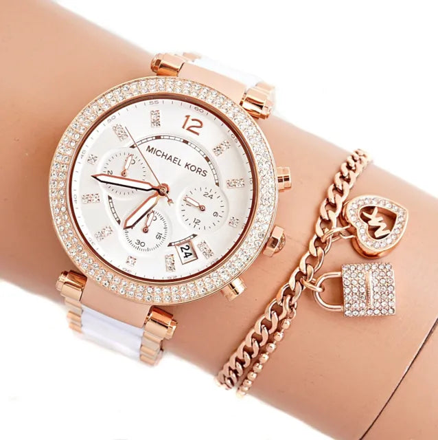  Shop Authentic Michael Kors Parker White Dial Two Tone Steel Strap Watch for Women - MK5774 - Luxxuri