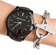  Shop Authentic Michael Kors Slim Runway Black Dial Black Leather Strap Watch For Men - MK8908 - Luxxuri