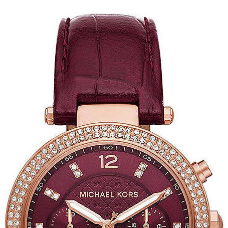  Shop Authentic Michael Kors Parker Chronograph Red Dial Red Leather Strap Watch For Women - MK6986 - Luxxuri