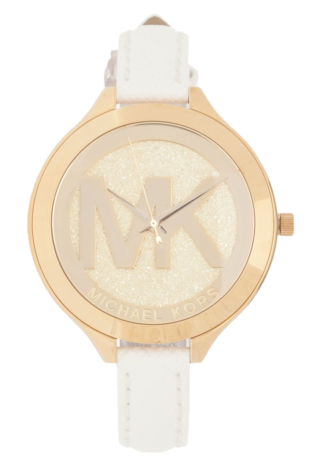  Shop Authentic Michael Kors Slim Runway Quartz Gold Dial White Leather Strap Watch For Women - MK2389 - Luxxuri