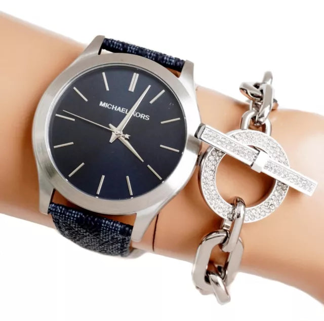  Shop Authentic Michael Kors Slim Runway Analog Blue Dial Blue Leather Strap Watch For Men - MK8907 - Luxxuri