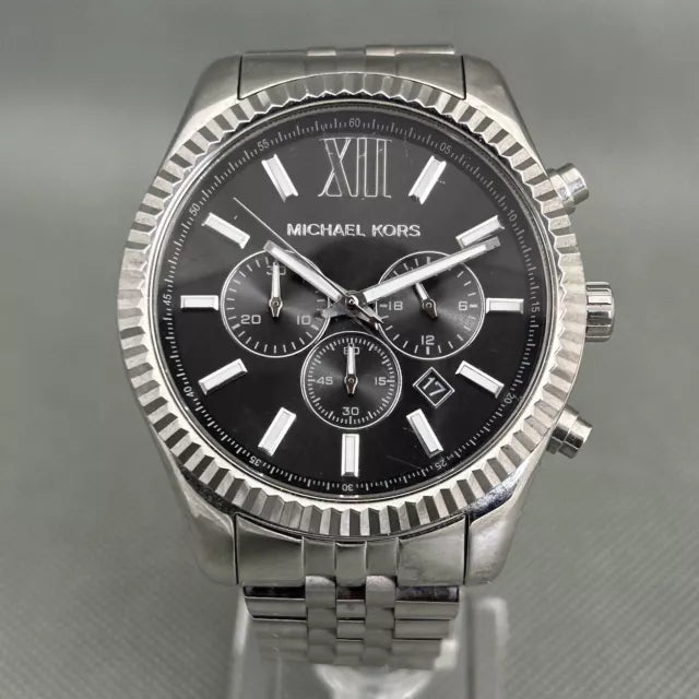  Shop Authentic Michael Kors Lexington Chronograph Black Dial Black Steel Strap Watch For Men - MK8602 - Luxxuri