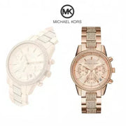  Shop Authentic Michael Kors Ritz Chronograph Rose Gold Dial Rose Gold Steel Strap Watch For Women - MK6485 - Luxxuri
