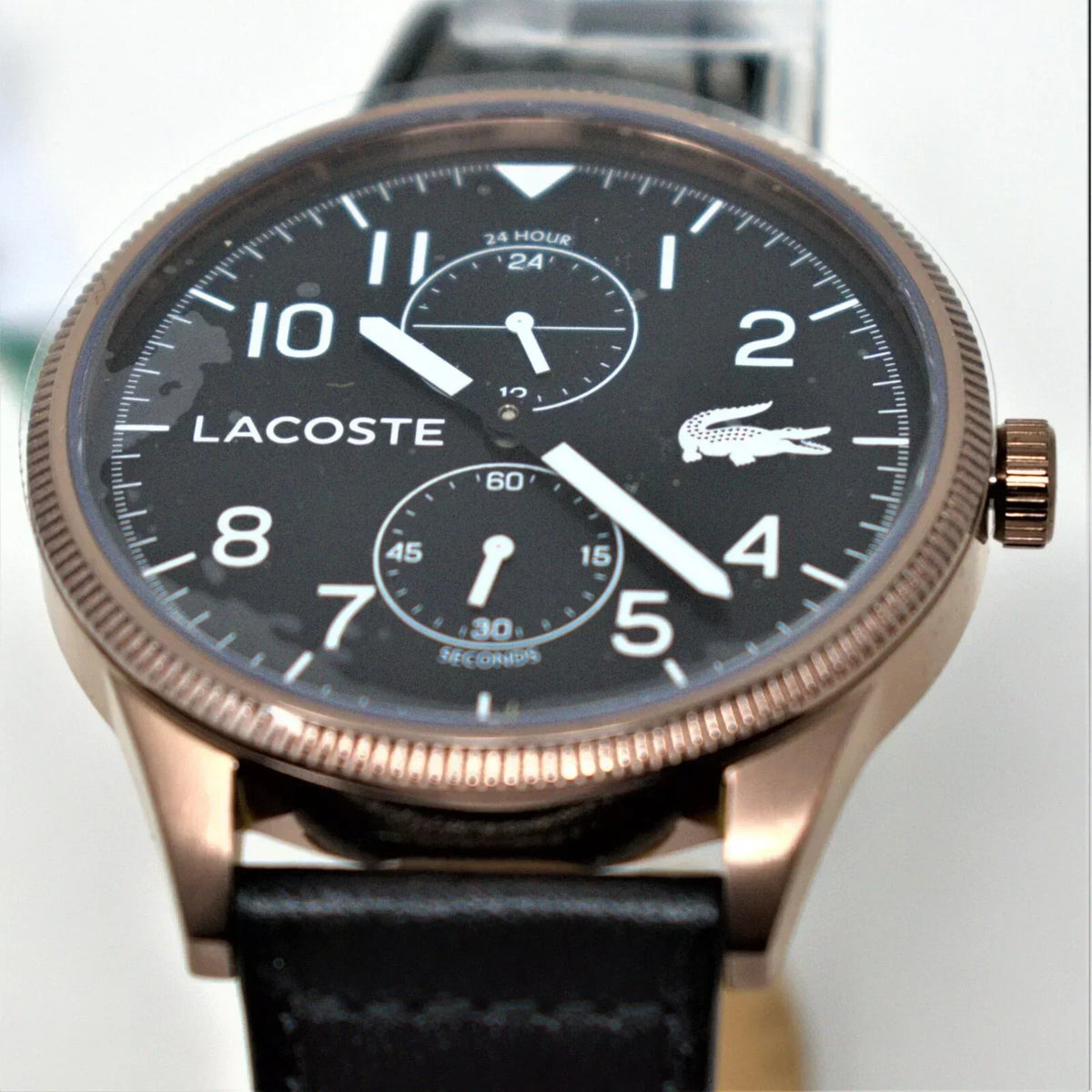 Lacoste Continental Black Dial Black Leather Strap Watch for Men - 2011042