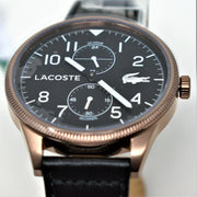 Lacoste Continental Black Dial Black Leather Strap Watch for Men - 2011042
