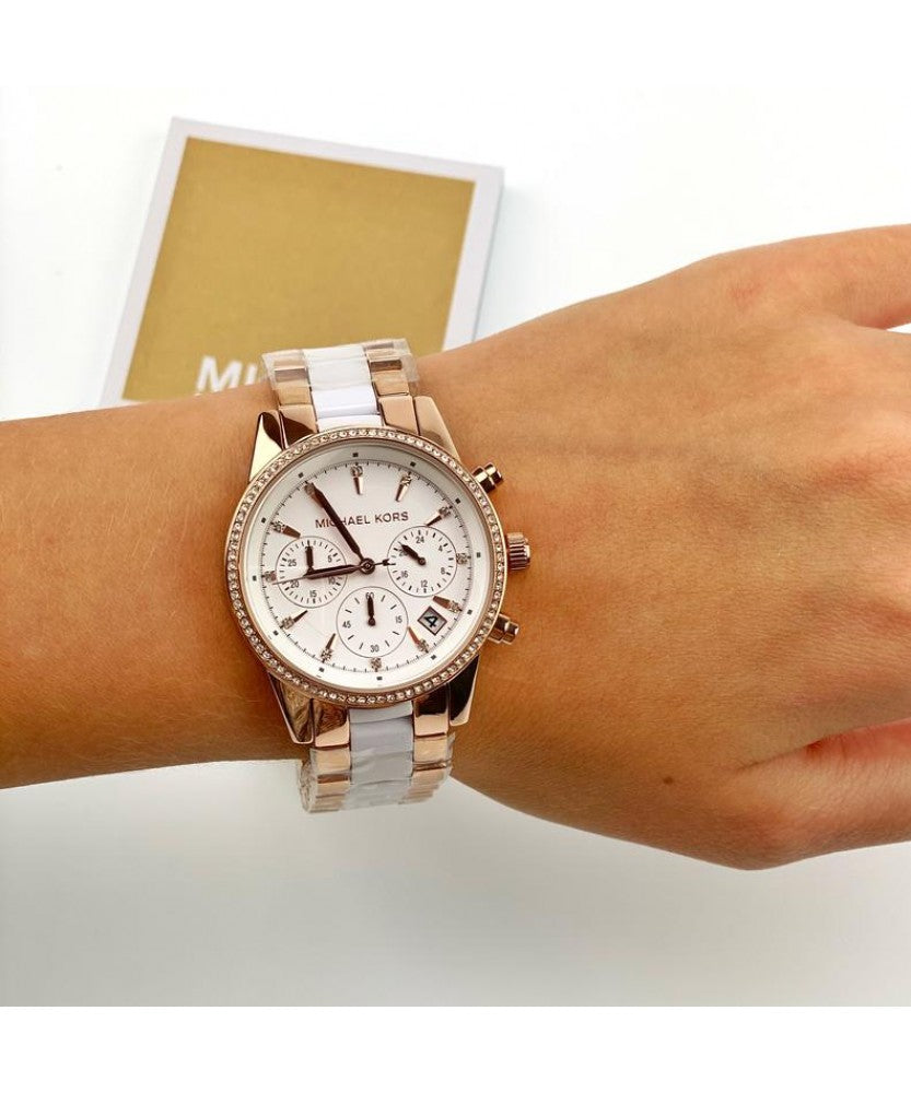 Shop Authentic Michael Kors Ritz White Dial Two Tone Steel Strap Watch for Women - MK6324 - Luxxuri