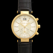  Shop Authentic Michael Kors Sawyer Champagne Dial Black Leather Strap Watch for Women - MK2433 - Luxxuri