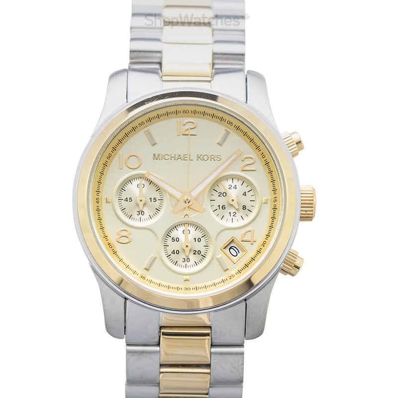  Shop Authentic Michael Kors Runway Gold Dial Two Tone Steel Strap Watch for Women - MK5137 - Luxxuri