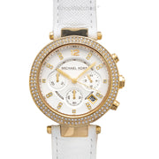 Shop Authentic Michael Kors Parker White Dial with Diamonds White Leather Strap Watch for Women - MK2290 - Luxxuri