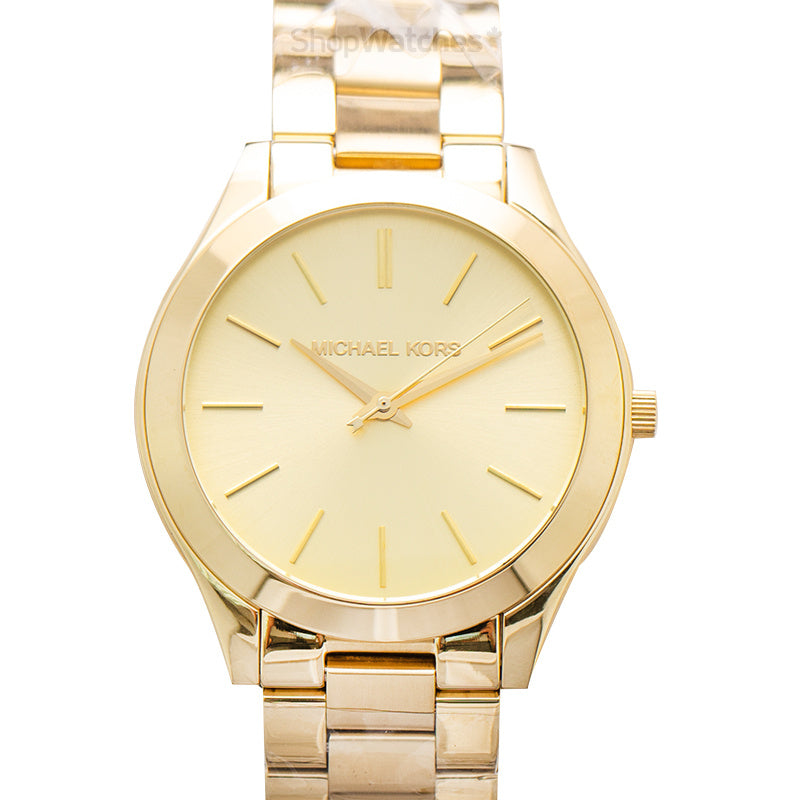  Shop Authentic Michael Kors Slim Runway Gold Dial Gold Stainless Steel Strap Watch for Women - MK3179 - Luxxuri