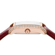  Shop Authentic Michael Kors Emery Quartz Diamonds Silver Dial Red Leather Strap Watch For Women - MK4689 - Luxxuri
