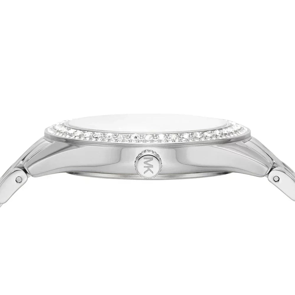  Shop Authentic Michael Kors Harlowe Three-Hand Quartz Silver Dial Silver Steel Strap Watch For Women - MK4708 - Luxxuri
