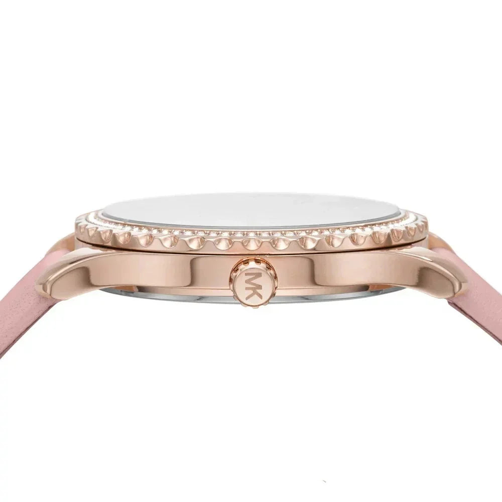  Shop Authentic Michael Kors Layton Three-Hand White Dial Pink Leather Strap Watch for Women - MK2909 - Luxxuri