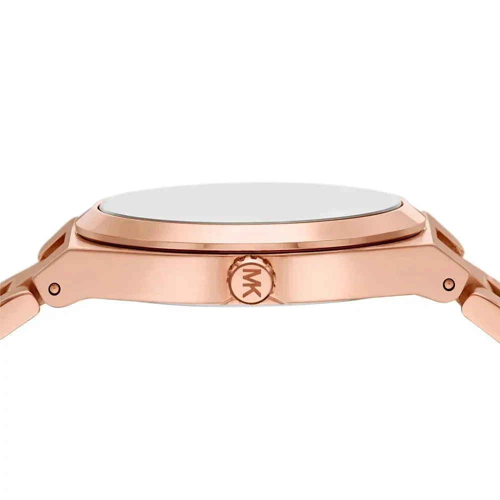  Shop Authentic Michael Kors Lennox Three Hand Black Dial Rose Gold Steel Strap Watch For Women - MK7392 - Luxxuri
