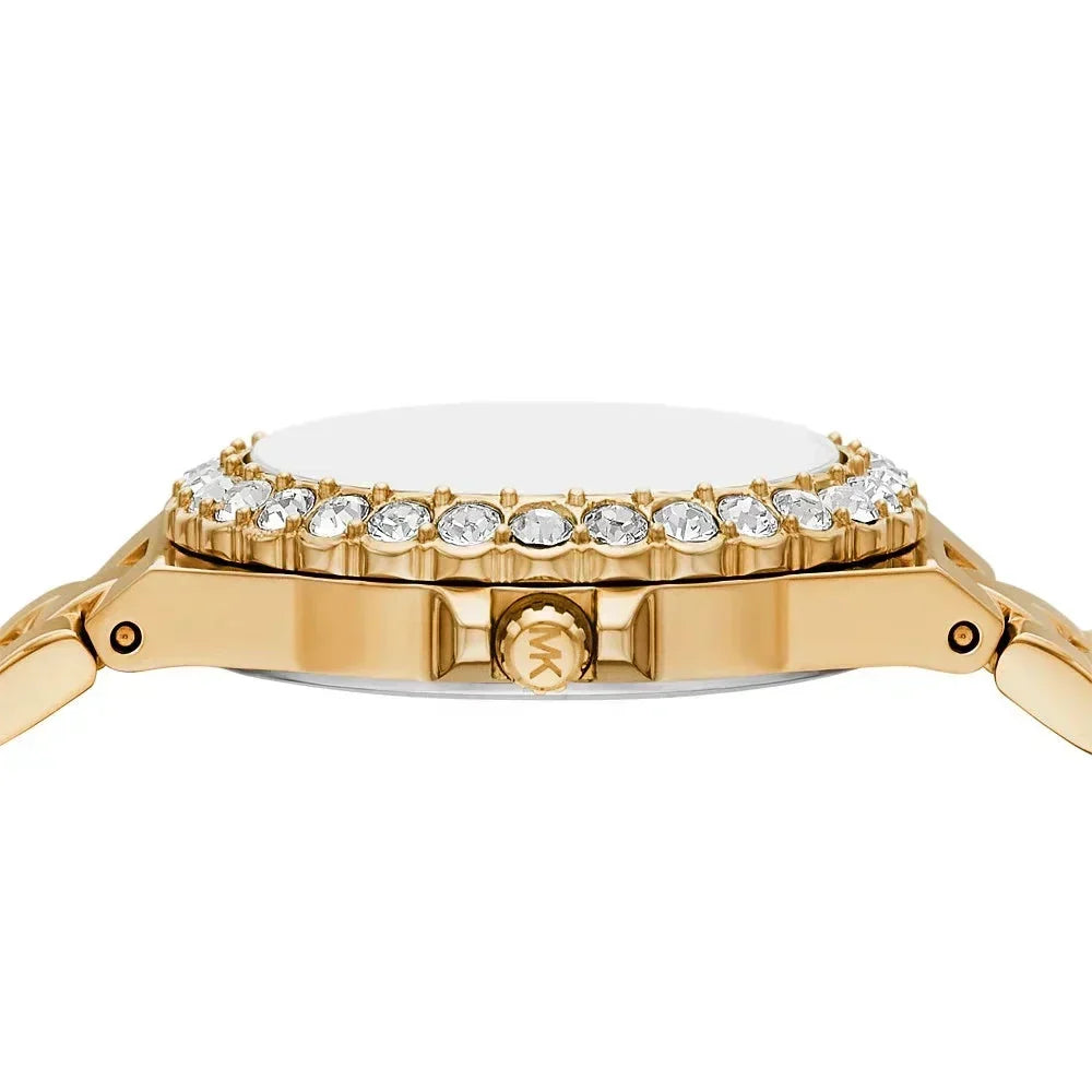  Shop Authentic Michael Kors Lennox Three Hand Black Dial Gold Steel Strap Watch For Women - MK7394 - Luxxuri