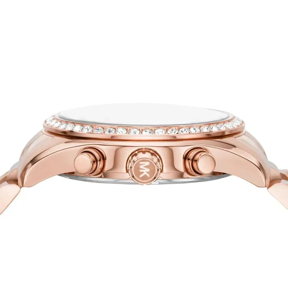  Shop Authentic Michael Kors Lexington Chronograph Red Dial Rose Gold Steel Strap Watch For Women - MK7275 - Luxxuri