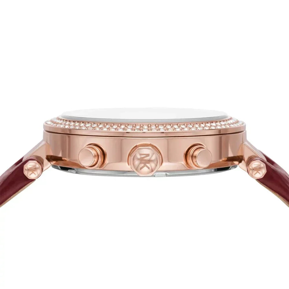  Shop Authentic Michael Kors Parker Chronograph Red Dial Red Leather Strap Watch For Women - MK6986 - Luxxuri