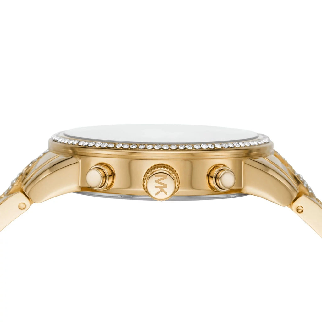  Shop Authentic Michael Kors Ritz Three-Hand Glitz Crystals Gold Dial Gold Steel Strap Watch for Women - MK6747 - Luxxuri