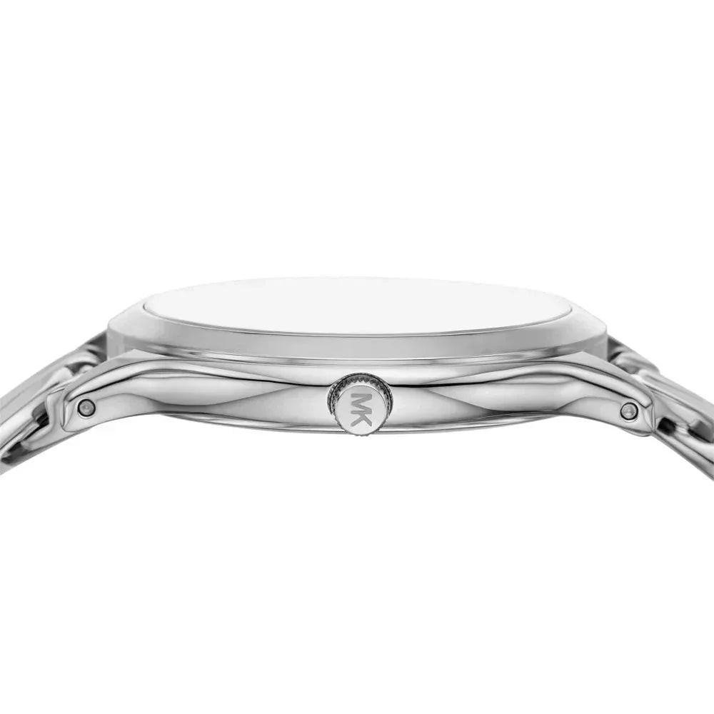  Shop Authentic Michael Kors Runway Three-Hand Silver Dial Silver Steel Strap Watch for Women - MK7474 - Luxxuri
