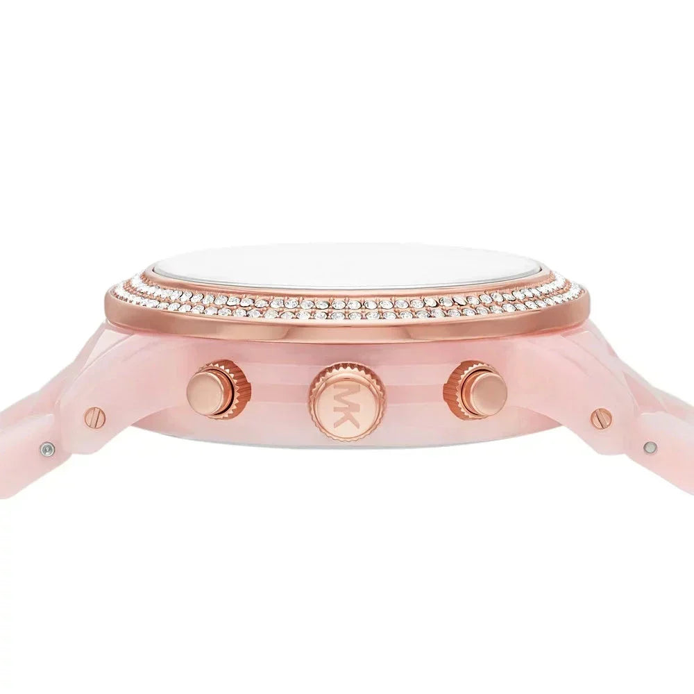 Shop Authentic Michael Kors Runway Chronograph White Dial Pink Steel Strap Watch for Women - MK7424 - Luxxuri