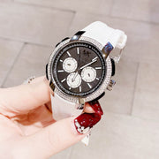  Shop Authentic Michael Kors Sidney Multifunction Black Dial White Silicone Strap Watch For Women - MK6947 - Luxxuri
