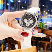  Shop Authentic Michael Kors Sidney Multifunction Black Dial White Silicone Strap Watch For Women - MK6947 - Luxxuri