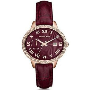 Shop Authentic Michael Kors Whitley Quartz Burgundy Dial Burgundy Leather Strap Watch For Women - MK2430 - Luxxuri