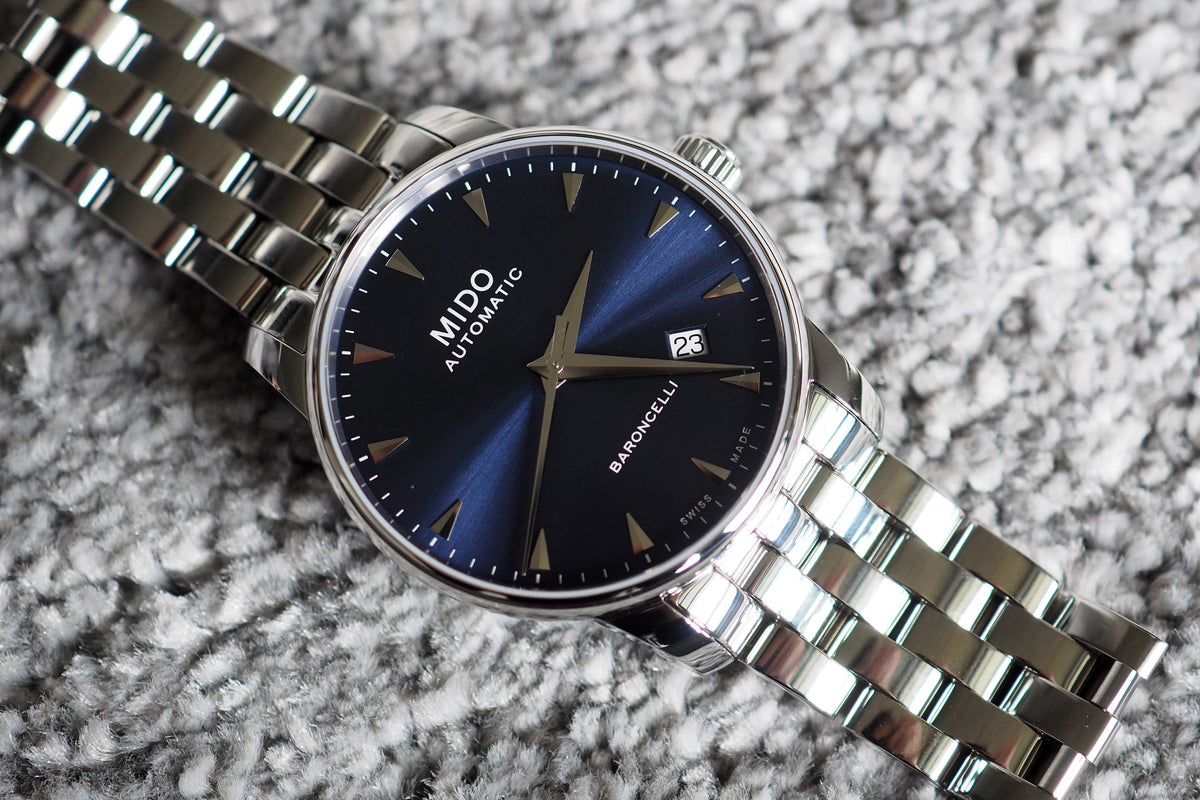  Shop Authentic Mido Baroncelli II Automatic Blue Dial Silver Steel Strap Watch For Men - M8600.4.15.1 - Luxxuri