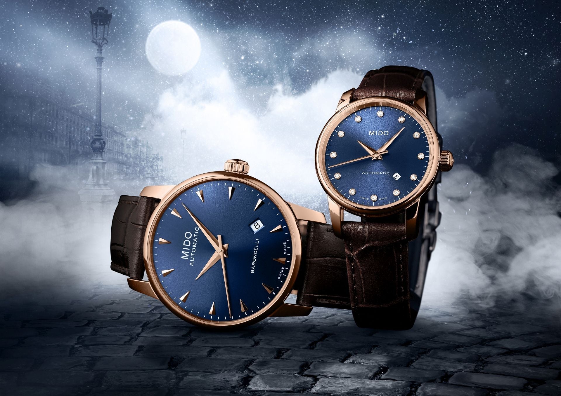 Shop Authentic Mido Baroncelli Automatic Midnight Blue Dial Brown Leather Strap Watch For Women - M7600.3.65.8 - Luxxuri