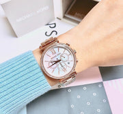  Shop Authentic Michael Kors Sofie Chronograph Mother of Pearl White Dial Rose Gold Steel Strap Watch For Women - MK6576 - Luxxuri