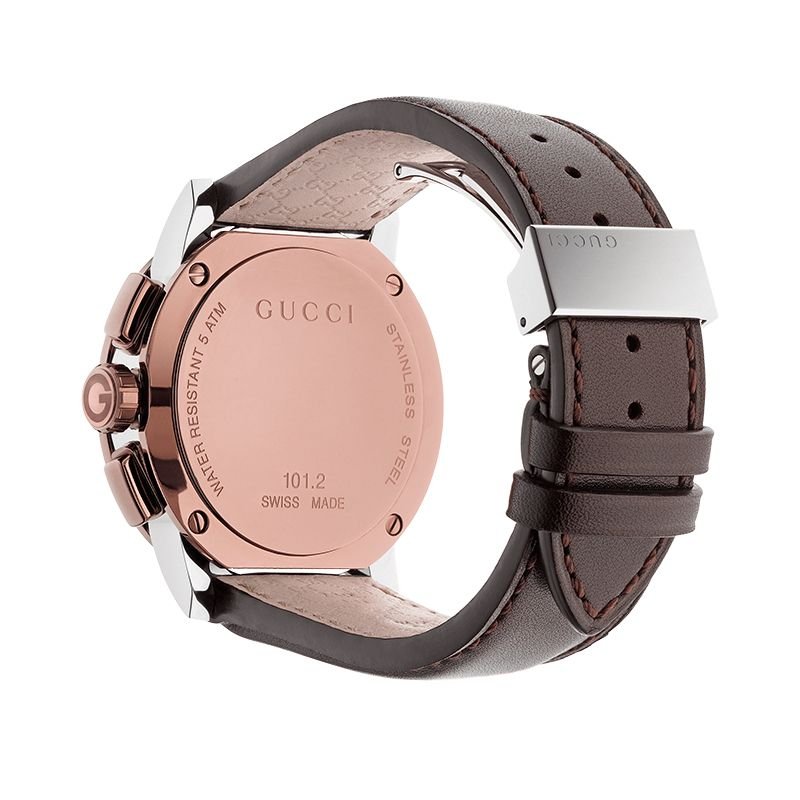  Shop Authentic Gucci G Chrono Black Dial Brown Leather Strap Watch For Men - YA101202 - Luxxuri