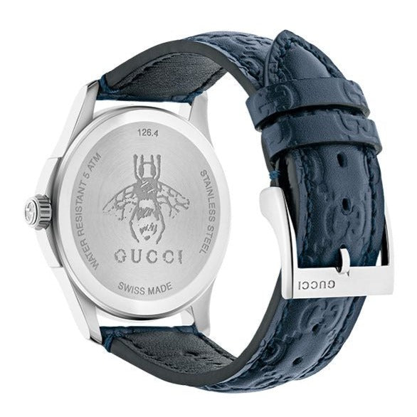  Shop Authentic Gucci G Timeless Quartz Blue Dial Blue Leather Strap Watch For Men - YA1264032 - Luxxuri